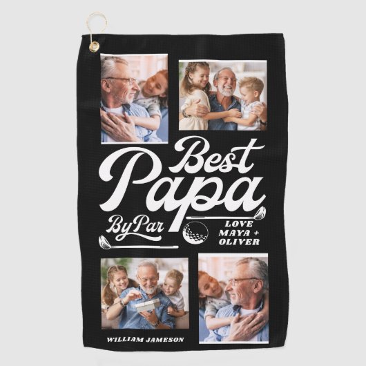 プロフおもしろいァー最高のパパ(Par Photo) |父の日 ゴルフタオル (正面)