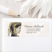 プロフかわいらしビクトリアンィールの女性ダマスクバック ラベル (インサイチュ)