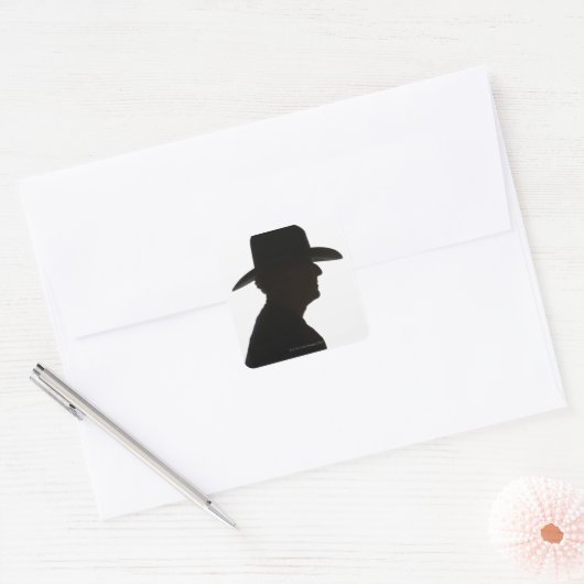 プロファイルの着用の男性のシルエット伝統的 スクエアシール (封筒)