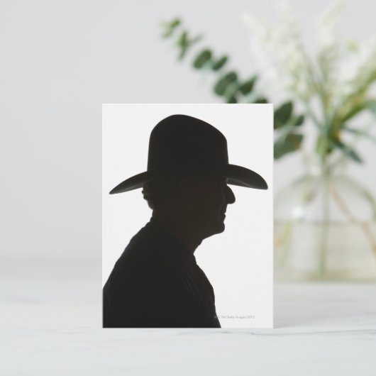 プロファイルの着用の男性のシルエット伝統的 ポストカード (スタンド正面)