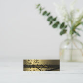 プロファイルカードビジネスアジア金ゴールドブラック スキニー名刺 (スタンド正面)