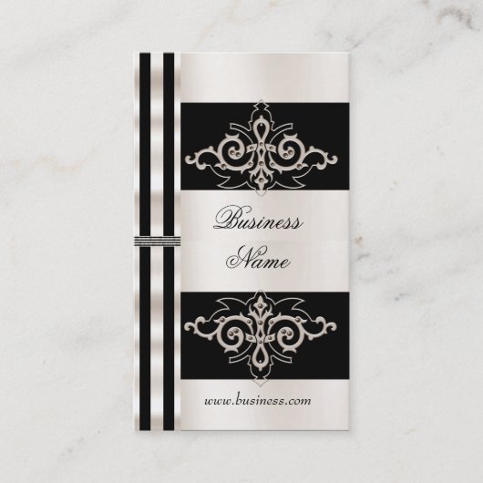プロファイルカードビジネスアールデコブラックセピアストライプ 名刺 (正面)