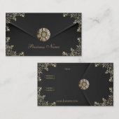 プロファイルカードビジネスセピアブラックベルベット宝石 名刺 (正面/裏面)