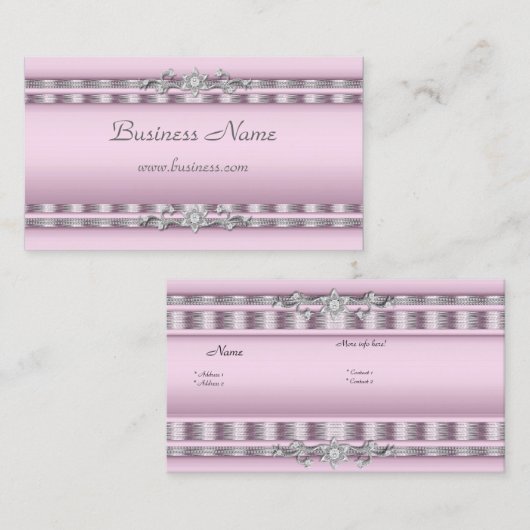 プロファイルカードビジネスソフトピンクシルバージュエル 名刺 (正面/裏面)