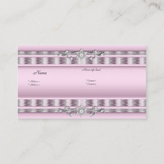 プロファイルカードビジネスソフトピンクシルバージュエル 名刺 (裏面)