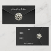 プロファイルカードビジネスブラックベルベット真珠ジュエル 名刺 (正面/裏面)
