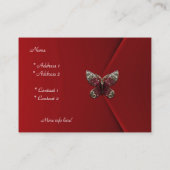 プロファイルカードビジネス豊かな赤ベルベット蝶 名刺 (裏面)