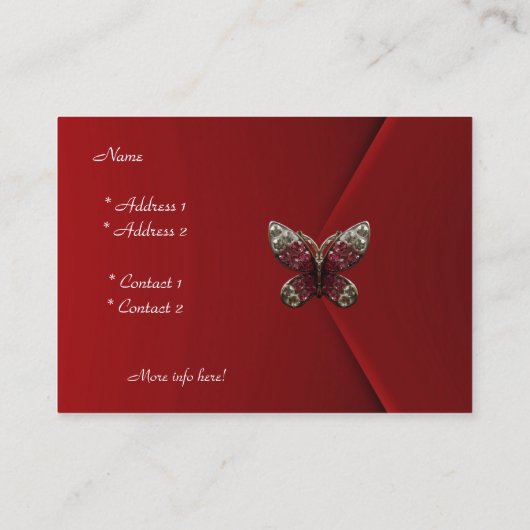 プロファイルカードビジネス豊かな赤ベルベット蝶 名刺 (裏面)