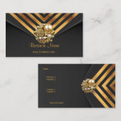 プロファイルカードビジネス金ゴールドジュエルブラックベルベットStri 名刺 (正面/裏面)