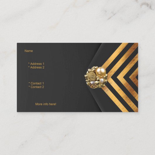 プロファイルカードビジネス金ゴールドジュエルブラックベルベットStri 名刺 (裏面)