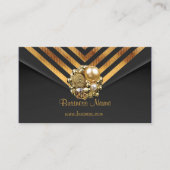 プロファイルカードビジネス金ゴールドジュエルブラックベルベットStri 名刺 (正面)