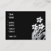 プロファイルカードブラック&ホワイトスタイル花 名刺 (裏面)