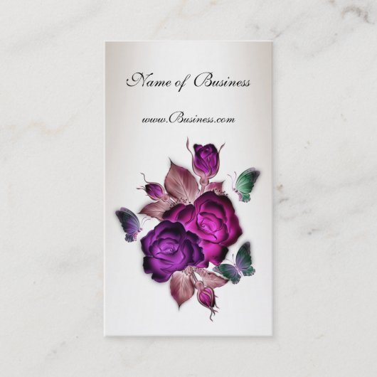 プロファイルカードヴィンテージクリームピンクローズ3 名刺 (正面)