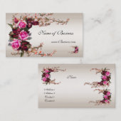 プロファイルカードヴィンテージクリームピンクローズ 名刺 (正面/裏面)