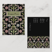 プロファイルカードヴィンテージピンクブラックフローラ 名刺 (正面/裏面)