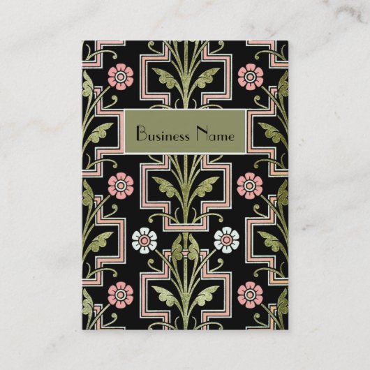 プロファイルカードヴィンテージピンクブラックフローラ 名刺 (正面)