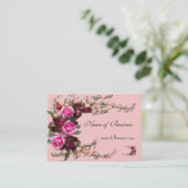 プロファイルカードヴィンテージピンクローズ 名刺 (スタンド正面)
