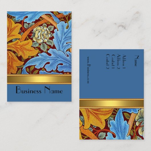 プロファイルカードヴィンテージプリントWilliam Morris金ゴールド 名刺 (正面/裏面)