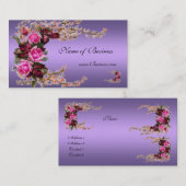 プロファイルカードヴィンテージメイブパープルピンクローズ 名刺 (正面/裏面)