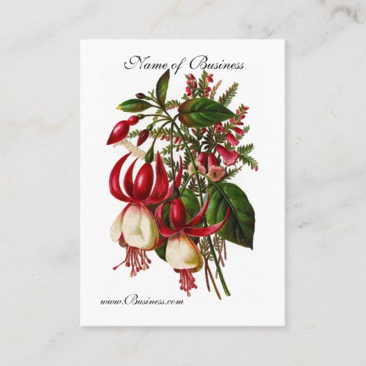 プロファイルカードヴィンテージ赤フローラ 名刺 (正面)