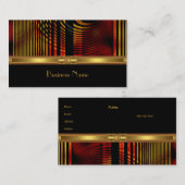 プロファイルカード営業抽象芸術赤金ゴールドデザイン3 名刺 (正面/裏面)
