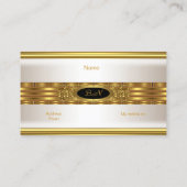 プロファイルビジネスクリーム金ゴールドモノグラムブラック 名刺 (裏面)