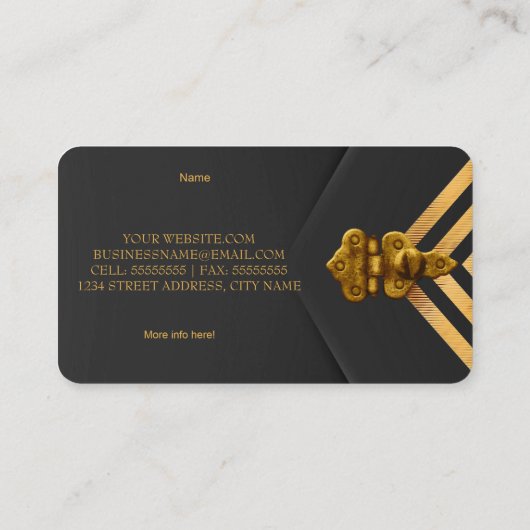 プロファイルビジネス金ゴールドブラックベルベットストライプ 名刺 (裏面)