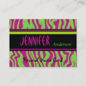 プロファイル個人名カードライムグリーンピンクスワール 名刺 (正面)