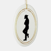プロファイル内のカウボーイの黒いシルエットオーナメント セラミックオーナメント (右)