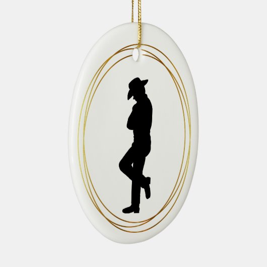プロファイル内のカウボーイの黒いシルエットオーナメント セラミックオーナメント (右)