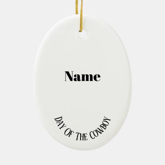 プロファイル内のカウボーイの黒いシルエットオーナメント セラミックオーナメント (裏面)