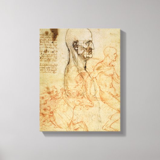 プロファイル内の男性の胴体、Prの頭の二乗 キャンバスプリント (正面)