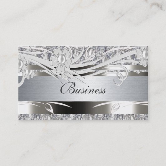 プロファイル名刺シルバーフローラ結婚式 名刺 (正面)