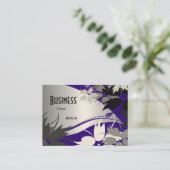 プロファイル名刺ブラックシルバーブルーフローラ 名刺 (スタンド正面)