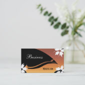 プロファイル名刺ブラック金ゴールドホワイトフローラ 名刺 (スタンド正面)