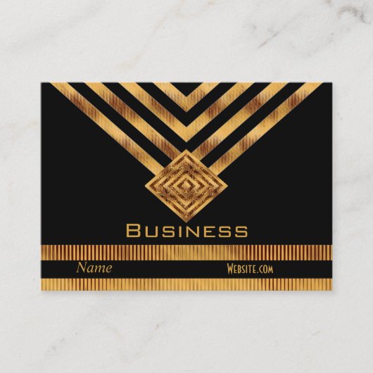 プロファイル名刺レトロブラック金ゴールド 名刺 (正面)
