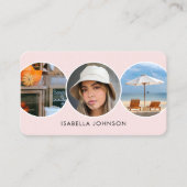 プロファコンテンポラリーイル写真QRコード赤面ピンク 名刺 (正面)