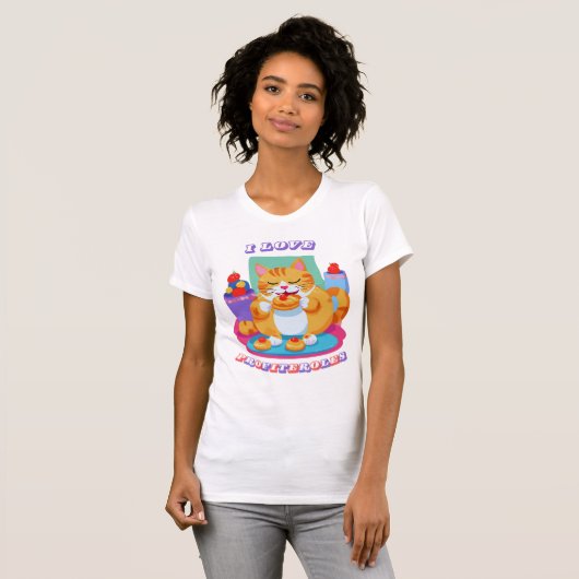 プロフィテロールが大好き – かわいい猫デザート好き Tシャツ (正面フル)