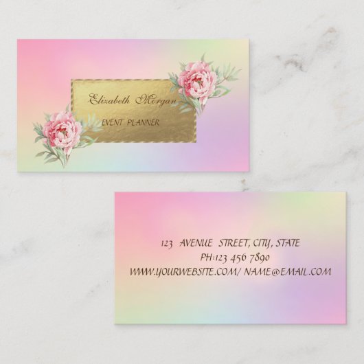 プロフィーエレガントジカルホログラフィ、花 名刺 (正面/裏面)