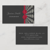 プロフィーエレガントル水玉模様レッドボウ 名刺 (正面/裏面)