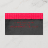 プロフィーモダンショナルかわいい赤いドット – 黒い弓 名刺 (裏面)