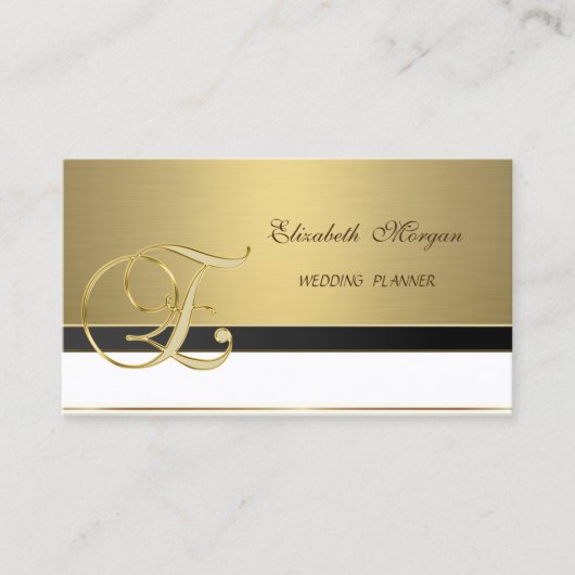プロフィーモダンショナルラグジュアリエレガントーゴールデンモノグラム 名刺 (正面)