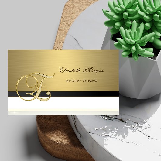 プロフィーモダンショナルラグジュアリエレガントーゴールデンモノグラム 名刺