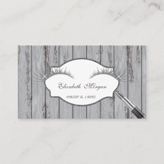 プロフィーモダンショナル、ラッシュ、口紅、木目の質感 名刺 (正面)