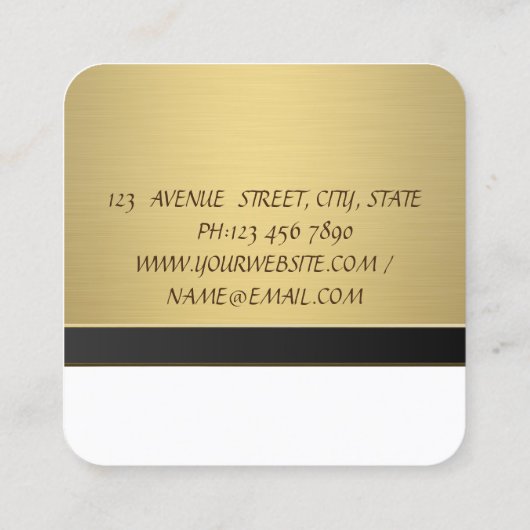 プロフィーモダンルグレエレガントジュアリーゴールデンドレス スクエア名刺 (裏面)