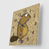 プロフィールのビーバー スクエア壁時計 (傾斜)