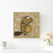 プロフィールのビーバー スクエア壁時計 (ホーム)