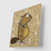 プロフィールのビーバー スクエア壁時計 (傾斜)