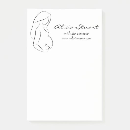 プロフィールの妊婦の腹ハート ポストイット (正面)