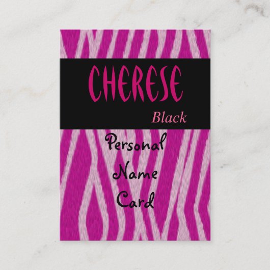 プロフィール個人名カードタイガーピンクブラック 名刺 (正面)